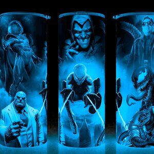 Glow Spiderman with Venom - Mysterio - Kingpin - Dr Octupus  Cup Mug Tumbler